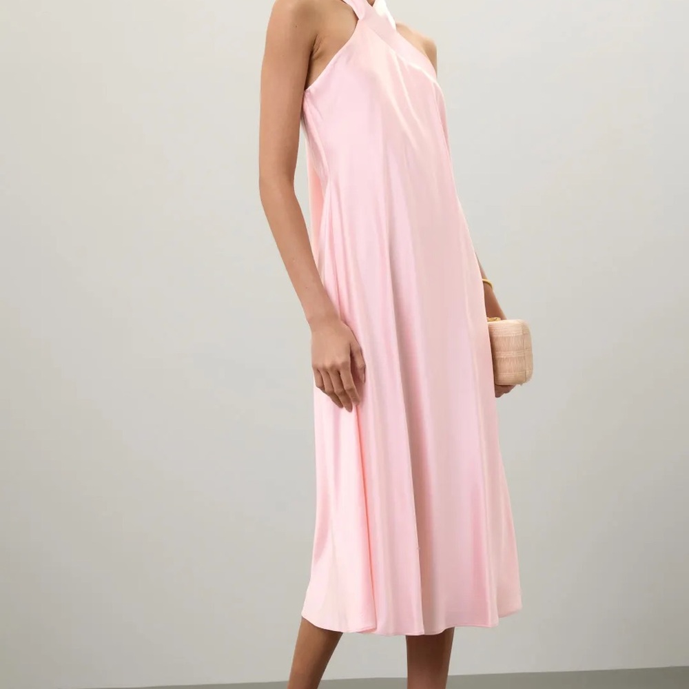 Ralph Lauren Prasetijo Pink Halter Midi Dress Size 2 - Picture 2 of 5